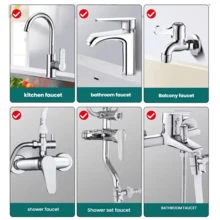 G1/2 Thread 3-Way Water Faucet Diverter Adapter, Includes 2 Silicone Washers, Quick Connect Water Diverter Switch, Suitable For Bidet Sprayer/Handheld Shower, Plated Universal Bathroom Sink Faucet Conversion Accessory - Silver - View 6