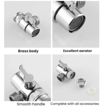 G1/2 Thread 3-Way Water Faucet Diverter Adapter, Includes 2 Silicone Washers, Quick Connect Water Diverter Switch, Suitable For Bidet Sprayer/Handheld Shower, Plated Universal Bathroom Sink Faucet Conversion Accessory - Silver - View 8