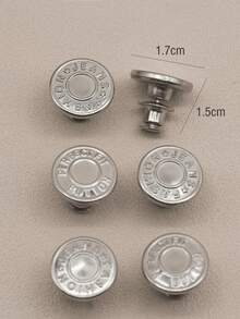 1 pieza Juego de reemplazo de botón de metal sin costuras de 17 mm para jeans, botón redondo con textura de letra desmontable sin clavos, accesorio DIY para costura y manualidades - Múltiples estilos - Ver 4