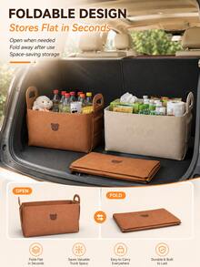 Car Trunk Storage Basket, Foldable Felt Car Storage Box, Foldable Car Rear Seat Storage Bin, Suitable For SUV, Truck, Van, Cute Bear Multi-Function Storage Bin, Home, Bedroom, Nursery Use, Portable Toy, Book, Snack Storage Basket, Camping, Outdoor Use Car Accessories - A - View 6