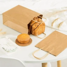 Kraft Paper Gift Bags With Handles For Birthday Party, Wedding Favors & Christmas, Sturdy Brown Paper Wrapping Bags With DIY Printable Blank Surface(8.2*5.9*3.1in) - View 8