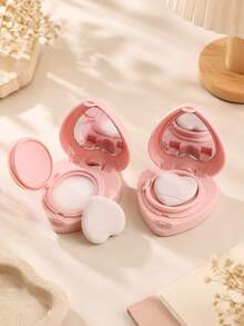 5 Grams Of Love Mini Air Cushion Makeup Sponge Set - With Mirror, Portable Makeup Compact For Refilling, Includes Single-Use Foundation Brush, Can Hold BB Cream Foundation Paste, DIY Travel Cosmetic Storage Container - Multicolor - View 2