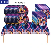 41pcs K-POP Girl Group Theme Party Set, Suitable For 10 People, Disposable Birthday Party Tableware, Including Plates, Cups And Napkins. Holiday Decoration Supplies, Suitable For Camping, Picnic, Backyard BBQ And Party Decoration, Also Ideal Decoration For Halloween, Christmas And Party, And A Great Surprise Gift For Fans. - Multicolor - View 3