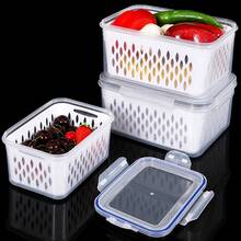 2pcs/3pcs/4pcs Refrigerator Food Storage Boxes With Lids And Removable Colander, Stackable Fruit And Vegetable Storage Containers, Transparent Fridge Organizer, Gray/Blue, Multiple Sizes S/M/L/XL - View 5