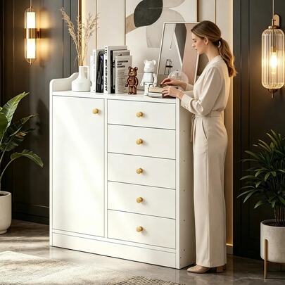 Minimalista Y Moderna Alacena 60*85cm Con 5 Cajones Y Puerta