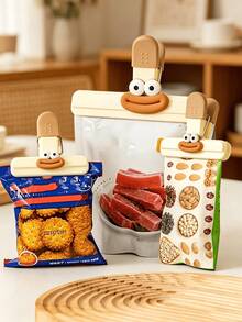 1pc Cute Cartoon Snack Clip, Multi-Functional Food Sealing Machine, Moisture-Proof Storage Clip, Suitable For Kitchen, Office, School - Plastic Food Bag Sealing Clip, Home Kitchen Storage Accessory - Multicolor - View 3
