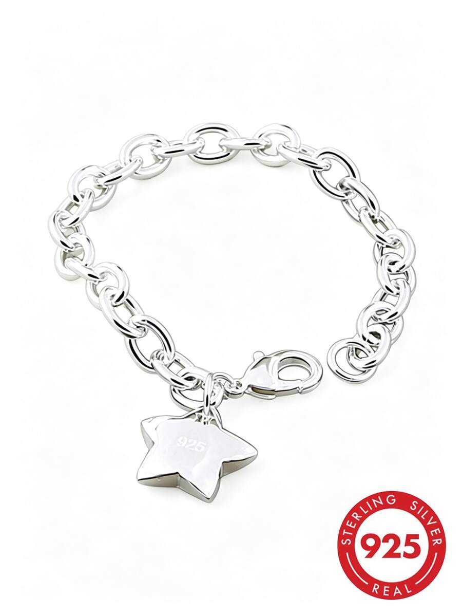 925 Sterling Silver Bracelet, Unisex, Suitable For Daily Wear And Gift Giving. - White - View 1