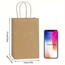 Kraft Paper Gift Bags With Handles For Birthday Party, Wedding Favors & Christmas, Sturdy Brown Paper Wrapping Bags With DIY Printable Blank Surface(8.2*5.9*3.1in) - View 9