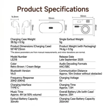 Lenovo LE218 藍牙耳機，復古CCD造型，配戴舒適，半入耳式耳機，13mm動圈，適配多場景，藍牙6.0，持久續航，適配手機、電腦等設備 - 查看 9