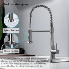 Monobloc Silver Kitchen Mixer Tap With Pull Out Hose – Single Lever Sink Tap For Kitchen, 2 Spray Modes - Silver - View 2
