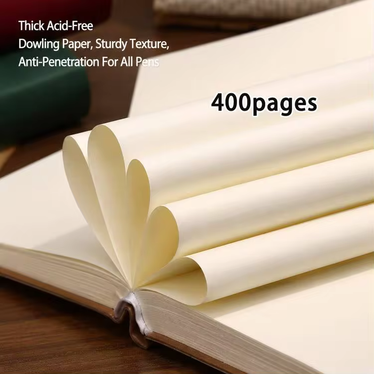 400-Page A6 Size PU Leather Blank Notebook, With Soft Covering Layer Embossed Design. Compact Size For Easy Carrying. This Is A Thick Paper Memo Notebook And Study Supply, Suitable For Student Exam Preparation And School Use. Can Also Be Used As A Vintage-Style Painting, Sketch, And Scrapbook, Suitable For Postgraduate Use. It Is A Very Suitable Art Diary Notebook Gift For Girls. - Multicolor 1 - View 5