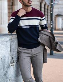 Men's Crew Neck Sweater Soft Casual Sweaters For Men Classic Pullover Sweaters With Ribbing Edge - 彩色 - 查看 6