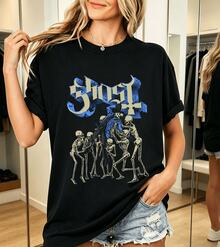 Camiseta Ghost 100% Algodón Estilo Esqueleto Metálico - Negro - Ver 1