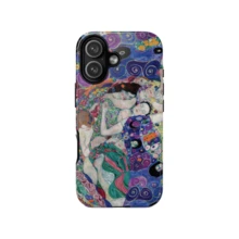 The Maiden Gustav Klimt 手機殼 藍色馬賽克藝術拼貼設計 文藝美學風 相容 iPhone 17 16 Pro Max 15 14 Plus 13 12 11 - 紫色 - 查看 4