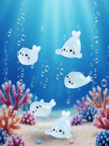 100/50/20/10/1pc Mini Blue Seal Resin Model, Glow-In-The-Dark Ocean Style, Cute Small Gift, Suitable For DIY Garden Decor, Fish Tank Accessories, Car Ornament, Desk Decoration, Birthday Party Decoration - Multicolor - View 2