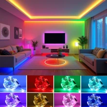 Đèn LED dây RGB 3535, điều khiển từ xa hồng ngoại 44 phím, cấp nguồn USB, tự dán, có thể cắt, đèn nền TV, tùy chọn 1M-30M cho trang trí nhà, phòng ngủ, tủ, lễ hội - Dải đèn LED 44k-3535 - Xem 7