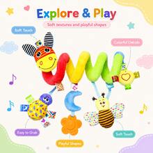 Baby Soothing Plush Toys Stroller With Hanging Rattle Toys With Twist Toys With Car Seats, Ideal Holiday Gifts (Colorful Tape & Label Colors Random) - Multicolor - View 10