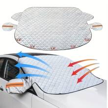 1pc Car Snow Sunshade, Thickened Car Snow Cover, Protects Car Windshield From Sun, UV And Snow, Heavy Duty All-Weather Car And Window Snow Cover - For Front Window, Side Windows And Rearview Mirror - Multi-Directional Protection, Anti-Freeze, Anti-Scratch, Privacy Protection - Winter Driving, Heavy Snow, Debris - Compatible With SUV, Provides All-Weather Protection, Prevents Snow, Frost, Sun And Leaves. Full Window Coverage, Easy To Install And Store. Fits Most Car Models - A - View 3