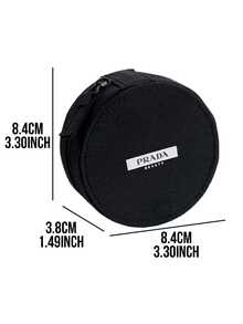 Prada Black Round Canvas Makeup Bag, 8.4cm Diameter, Durable Fabric, Lightweight Design, Can Store Small Items, Suitable For Travel, Personal Use And Gift Giving - Black - View 4