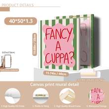 1pc Fancy A Cup Of Tea? Kitchen Decor Poster, Dinner Food Theme, Fun Fashion Art, Green & Pink Color Scheme, Tea Theme Canvas Wall Art, Unique Girl Art, Inspirational Quote Art, Home Decor, Canvas Print - A - View 18