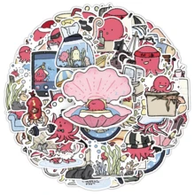 50pcs Original Cartoon Animal Cute Creative Hand-Drawn Underwater World Children's Decorative Vase & Bicycle Stickers - Original Underwater World - 2004 - View 6