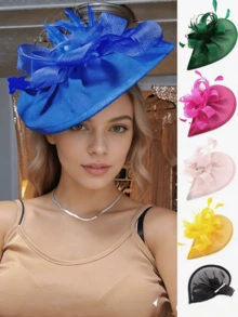 1 pezzo Fascinator a forma di goccia per donne, fascia per capelli, fermaglio per capelli, cappello pillbox da derby, cappello da chiesa, copricapo, Kentucky, cocktail, tea festa, matrimonio, ballo di fine anno, accessori per capelli - Multicolore - Visualizzare 13