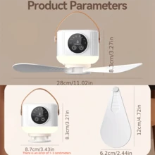 1個可攜式USB充電露營風扇，附照明功能、遙控器、可調風速與亮度、定時功能，適用於戶外帳篷、臥室、宿舍及旅行，可拆卸扇葉(1800mAh) - USB - 查看 3