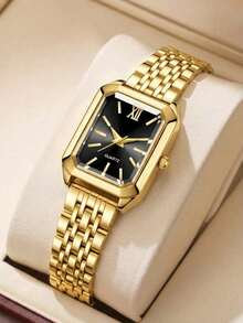 1pc Women's Quartz Watch With Stainless Steel Band, Elegant Luxury Rhinestone Embellished Minimalist Style Square Vintage Dial, Suitable For Daily Wear, Party Decoration Or Mother's Day, Valentine's Day And Other Holiday Gifts For Friends And Mothers - Multicolor - View 12