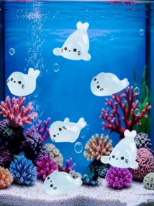 100/50/20/10/1pc Mini Blue Seal Resin Model, Glow-In-The-Dark Ocean Style, Cute Small Gift, Suitable For DIY Garden Decor, Fish Tank Accessories, Car Ornament, Desk Decoration, Birthday Party Decoration - Multicolor - View 6