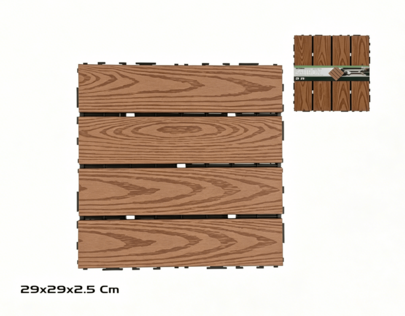 HOMYGO-Baldosa de Suelo de Pino y Plástico 29x29cm, Marca Diomus, Resistente y Fácil de Instalar para Hogar