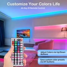 Đèn LED dây RGB 3535, điều khiển từ xa hồng ngoại 44 phím, cấp nguồn USB, tự dán, có thể cắt, đèn nền TV, tùy chọn 1M-30M cho trang trí nhà, phòng ngủ, tủ, lễ hội - Dải đèn LED 44k-3535 - Xem 6