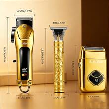 BLUTOOL Pro Precision 3-In-1 Men's Grooming Kit – Professional Hair Clipper, Detail Master Trimmer & Premium Foil Shaver Set, Barber-Quality Hair Cutting & Shaving System For Home Salon Use Home Barber Tool, Ideal For Travel And Gifts For Men - Gold-3pcs - View 4