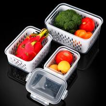2pcs/3pcs/4pcs Refrigerator Food Storage Boxes With Lids And Removable Colander, Stackable Fruit And Vegetable Storage Containers, Transparent Fridge Organizer, Gray/Blue, Multiple Sizes S/M/L/XL - View 4