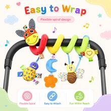 Baby Soothing Plush Toys Stroller With Hanging Rattle Toys With Twist Toys With Car Seats, Ideal Holiday Gifts (Colorful Tape & Label Colors Random) - Multicolor - View 8