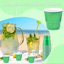 10pcs Heavy Duty Solid Color Party Cups, Suitable For Weddings, Holiday Parties, Family Gatherings - Green - View 4