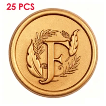 25入/包 3D字母F花卉藤蔓圖案蠟封貼紙，自黏式信封封口貼，適用於婚禮、派對、生日、聖誕節 - 字母F - 查看 5