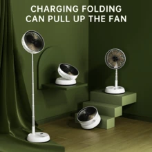 Portable Desktop Electric Fan 5400/7200mAh Ultra Long Battery Life USB Rechargeable Foldable Telescopic 90° Rotating Floor Mini Fan Timer Remote Control Auto Oscillation Essential Cooling Tool For Hot Weather Holidays - Multicolor - View 17