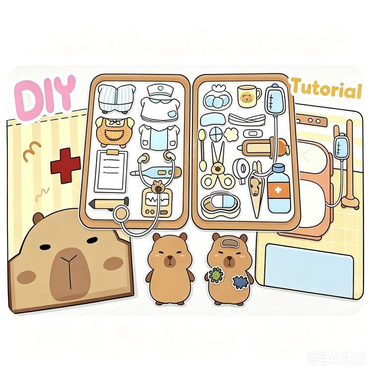 Capybara Dress-Up Interactive Quiet Book, Rich Scene Design, Fun And Interesting, Complete With Various Small Accessories, Diverse Combination Play, DIY Handmade Play, Create Your Own Fun Interactive Play Set - Multicolor - View 10