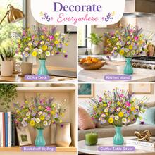 1-12pcs Colorful Spring Floral 17 Inch Spring Flower Stems Rustic Wildflower Bouquet Summer Flower Sprigs With Daisies, Suitable For Vase, Tabletop, Indoor, Wedding, Party - Multicolor - View 8
