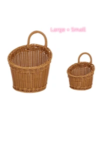 Plastic Woven Basket Kitchen Ginger Garlic Storage Basket Vintage Wall-Mounted Kitchen Utensil Storage Basket Handheld Decorative Small Flower Basket Mini Woven Basket Fruit Vegetable Basket Home Organization Storage Kitchen Utensils - Brown - View 15