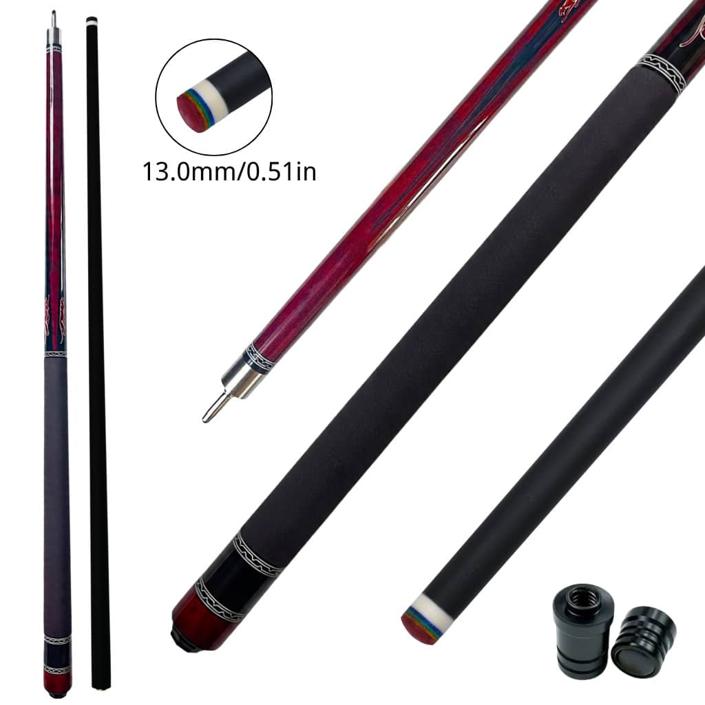 Professional Tournament Grade Carbon Fiber Billiard Cue, 148cm Length, 19oz Weight, 1/2 Split Billiard Stick, Equipped With 13mm Three-Color Rainbow Layer Tip And Anti-Slip Leather Grip, Stable Low Vibration Shaft, Suitable For Club Competition And Daily Training
