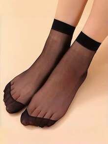 10/20 Pairs Random Transparent Breathable Stockings Suitable For Daily Wear - Black - View 4