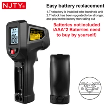 NJTY 數位紅外線溫度槍 (-50 至 600°C) – 非接觸式工業溫度計（附背光 LCD 螢幕）；手持式溫度計，適用於汽車、燒烤、窯爐/熔爐及電氣檢測 - A - 查看 5