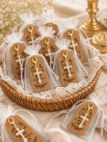 20 Sets Gold Cross Pendant First Communion Baptism Keepsake Baptism Return Gift Baby Baptism Party Guest Favor - Multicolor - View 2