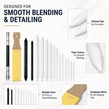 16pcs Paper Drawing Tool Set, Includes Paper Blending Stumps, Sandpaper Pencil Sharpener And Pencil Extender, Suitable For Graphite, Charcoal, Pastel, Drawing And Detailing - 1 - View 4