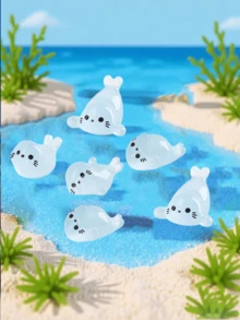 100/50/20/10/1pc Mini Blue Seal Resin Model, Glow-In-The-Dark Ocean Style, Cute Small Gift, Suitable For DIY Garden Decor, Fish Tank Accessories, Car Ornament, Desk Decoration, Birthday Party Decoration - Multicolor - View 5
