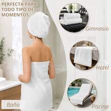 [Certificado OEKO-TEX]Toallas 100% algodón – Pack de 4 unidades por tamaño | Suaves y absorbentes, múltiples colores (30*50 / 50*100 / 70*140 / 100*150 cm), blanco - Blanco - Ver 8