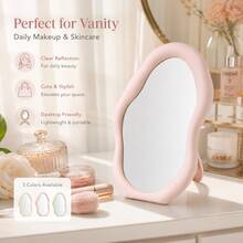 Cloud-Shaped Makeup Mirror | Desktop Storage Mirror | Adjustable Angle | Pink/White/Yellow - Multicolor - View 1