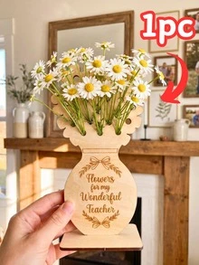 Personalized Custom Text Wooden Flower Holder With Stand, Rustic Vase Display Rack, Reusable Home Garden Decor, Ideal Mother's Day Birthday Gift For Grandma Kid Friend, Wildflower Picking Activity Craft Ornament - Multicolor - View 13