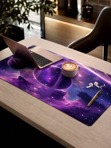 1片 XXL 特大號紫色星球滑鼠墊，宇宙星系電競圖案，高解析度印刷，光滑布面，防滑橡膠底，電競滑鼠墊，鍵盤墊，電腦桌面保護墊 - 查看 9
